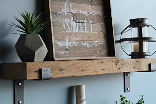 Urban Legacy Reclaimed Wood Shelves | Floating Or with Brackets | Amish Handcrafted in Lancaster County, PA | Set of Two - Genuine, Salvaged (Bracketed Natural, 40" x 7" x 2.5")