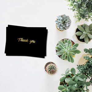 100 Thank You Cards with Envelopes | Thank You Notes, Black & Gold Foil | Blank Cards with Envelopes | For Business, Wedding, Graduation, Baby Bridal Shower, Funeral, Professional Thank You Cards Bulk