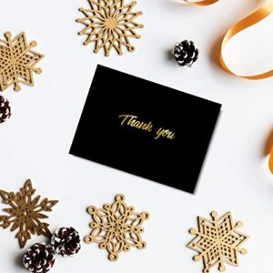 100 Thank You Cards with Envelopes | Thank You Notes, Black & Gold Foil | Blank Cards with Envelopes | For Business, Wedding, Graduation, Baby Bridal Shower, Funeral, Professional Thank You Cards Bulk