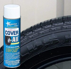 superior products california cover all automotive tire shine aerosol spray can & professional grade -tire dressing - high gloss - water repellent & made in america (14 oz)