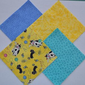 cats meow 4" fabric squares charm pack 100% cotton, 40 pieces