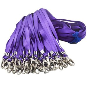 purple bulk lanyards for id badges,nylon neck flat lanyard swivel hooks clips,durably woven lanyards with clip for key chains men women office id name tags and badge holders,lanyards 50 pack 32-inch