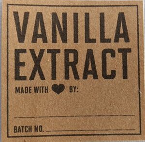 vanilla extract (made with heart by) labels on kraft paper - package of 18.