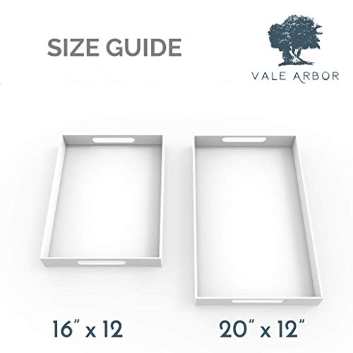 Vale Arbor Black Acrylic Serving Tray for Vanity, Bathroom, Ottoman, Organizer and Decor with Handles (Rectangle, Large)