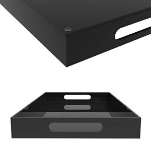 Vale Arbor Black Acrylic Serving Tray for Vanity, Bathroom, Ottoman, Organizer and Decor with Handles (Rectangle, Large)