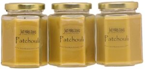 3 pack - patchouli scented blended soy candle | hand poured in the usa by just makes scents