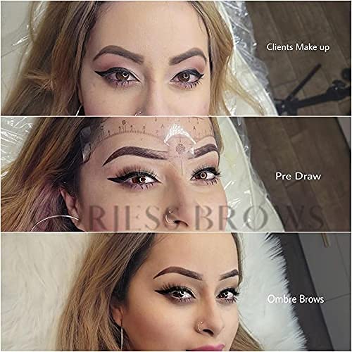 Disposable Eyebrow Ruler Stencils - Transparent Mapping Stickers for Microblading, Henna, Brow Extensions, Permanent Makeup - Peel & Stick Measuring Shaper Tool for All Face Shapes - 100-Pack