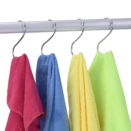 Soqool 12 Pack Heavy Duty Hooks for Hanging S Hook for Shower/Closet Rod Shower Curtain Hook Rings, Hook Hangers for Bird Feeder/Hanging Plants Outside(4.8 Inch)