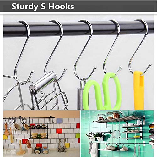 Soqool 12 Pack Heavy Duty Hooks for Hanging S Hook for Shower/Closet Rod Shower Curtain Hook Rings, Hook Hangers for Bird Feeder/Hanging Plants Outside(4.8 Inch)