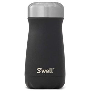 s'well stainless steel traveler-12 fl oz-onyx-triple-layered vacuum-insulated containers keeps drinks cold for 21 hours and hot for 9-with no condensation-bpa free water bottle, 1 count (pack of 1)