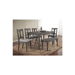 Best Master Furniture Grey Wood and Veneer Distressed Dining Table