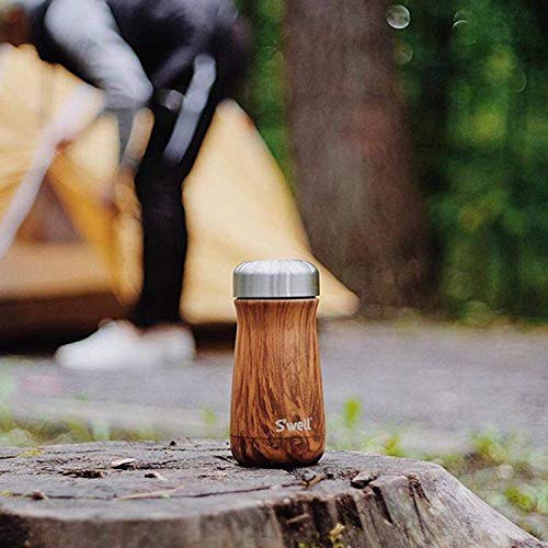 S'well Stainless Steel Traveler-12 Fl Oz Triple-Layered Vacuum-Insulated Travel Mug Keeps Coffee, Tea and Drinks Cold for 20 Hours and Hot for 9-BPA-Free Water Bottle, 12 oz, Teakwood