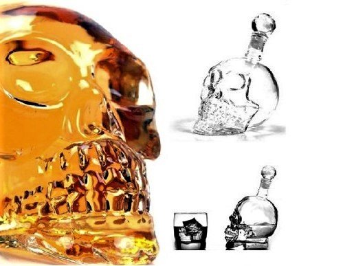 Bargain Crusader Skull Head Vodka Shot Whiskey Wine Drinking Glass Bottle Decanter Skull Shaped Wine Bottle (1, 500ml Decanter)