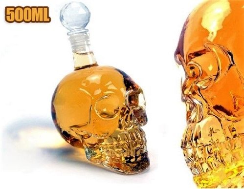 Bargain Crusader Skull Head Vodka Shot Whiskey Wine Drinking Glass Bottle Decanter Skull Shaped Wine Bottle (1, 500ml Decanter)