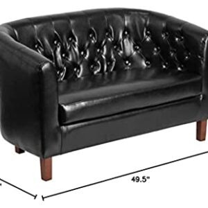 Flash Furniture HERCULES Colindale Series Black LeatherSoft Tufted Loveseat