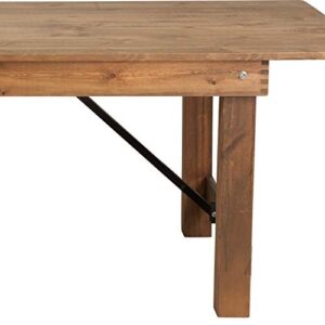 Flash Furniture HERCULES Series 8' x 40" Rectangular Antique Rustic Solid Pine Folding Farm Table