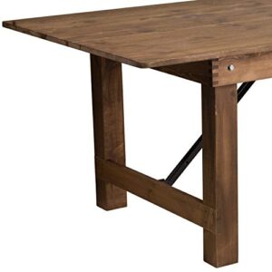 Flash Furniture HERCULES Series 8' x 40" Rectangular Antique Rustic Solid Pine Folding Farm Table