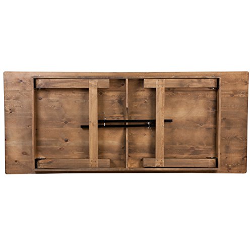 Flash Furniture HERCULES Series 8' x 40" Rectangular Antique Rustic Solid Pine Folding Farm Table