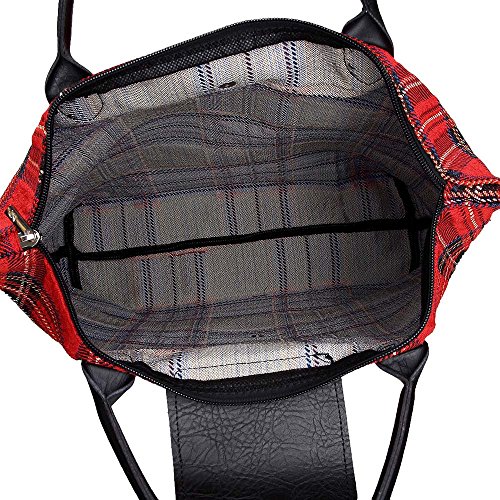 Signare Tapestry Foldable Tote Bag Reusable Shopping Bag Grocery Bag with Red Royal Stewart Tartan Design (FDAW-RSTT)