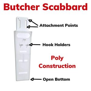 Butcher's Knife Scabbard - Holds Blades Up To 14" In Length - Hook Holder - Poly Construction - Commercial Knife Sheath - Holds Most Butcher Knife Such As Cimeters, Breaking Knife, Boning Knives