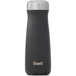 s'well stainless steel traveler-20 fl oz-onyx triple-layered vacuum-insulated travel mug keeps coffee, tea and drinks cold for 36 hours and hot for 15-bpa-free water bottle, 20 oz