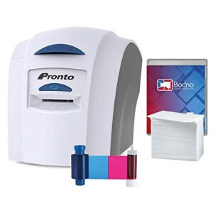 magicard pronto id card printer & complete supplies package with bodno software - bronze edition