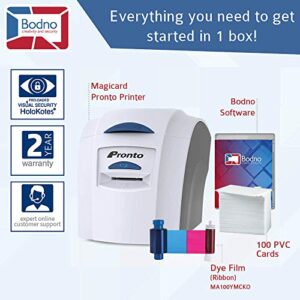 Magicard Pronto ID Card Printer & Complete Supplies Package with Bodno Software - Bronze Edition