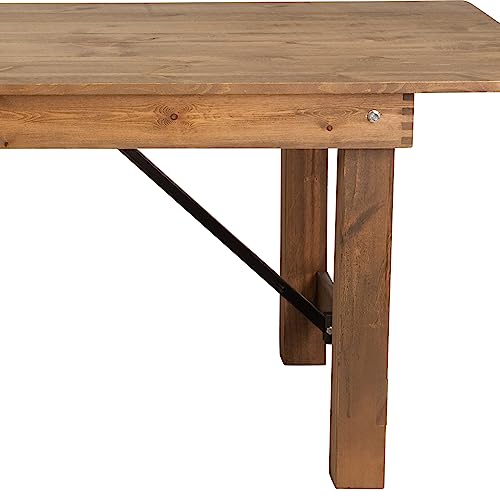 Flash Furniture Hercules Commercial Grade Farmhouse Dining Table | Solid Pine Foldable Table for 10 in Antique Rustic | Rustic Charm for Home and Events