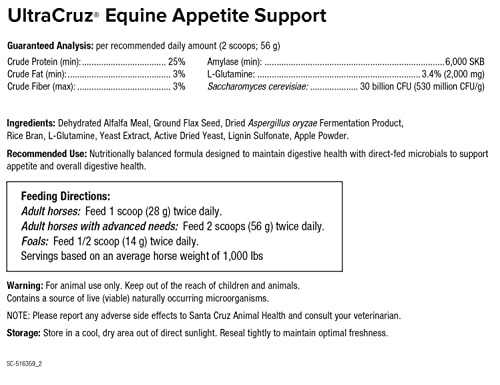 UltraCruz Equine Appetite Booster Supplement for Horses, 10 lb, Pellet (80 Day Supply)