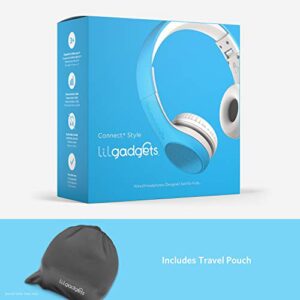 LilGadgets Connect+ Style Wired Headphones for Kids for School with SharePort® Technology, Child-Friendly Foldable On-Ear Headset with Built-in Microphone, Kids Headphones Wired, Blue