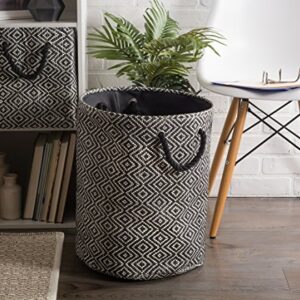 DII Woven Paper Storage Bin, Diamond Basketweave, Black/White, Medium