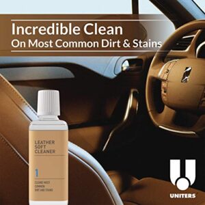 UNITERS Leather Care KIT Cleaning and Conditioning (250ml) - Leather Cleaning Kit with Leather Soft Cleaner and Leather Conditioning Cream for Furniture, Upholstery, Shoe, Bags, and Car Interior