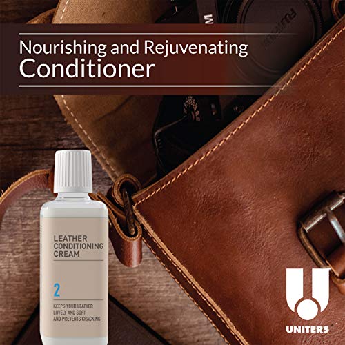 UNITERS Leather Care KIT Cleaning and Conditioning (250ml) - Leather Cleaning Kit with Leather Soft Cleaner and Leather Conditioning Cream for Furniture, Upholstery, Shoe, Bags, and Car Interior