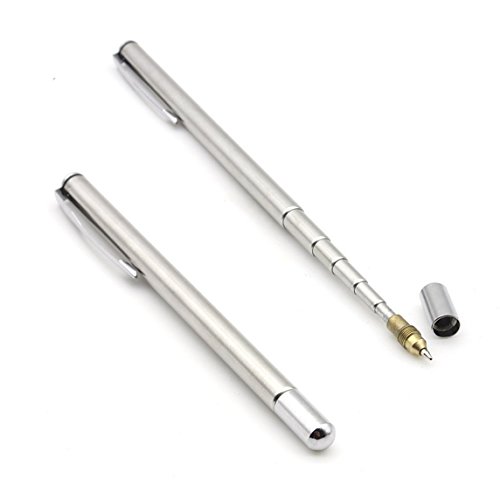 SWTOOL 2PCS Stainless Steel Pen with Clip - Hand Pointer Extendable Telescopic Retractable Ballpoint Pen Pointer Handheld Presenter Classroom Whiteboard Pointer