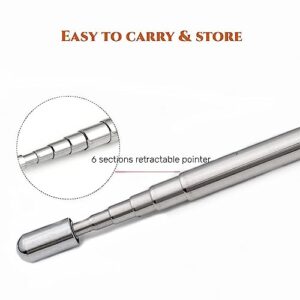 SWTOOL 2PCS Stainless Steel Pen with Clip - Hand Pointer Extendable Telescopic Retractable Ballpoint Pen Pointer Handheld Presenter Classroom Whiteboard Pointer