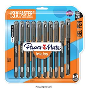 paper mate inkjoy gel pens medium point (0.7mm) capped, 10 count, black (2022995)