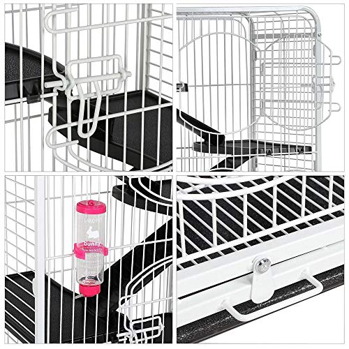 go2buy Metal 3 Doors Rats Rabbit Ferret Cage Playpen, 25.2Lx 16.9Wx 51.6H-inch White