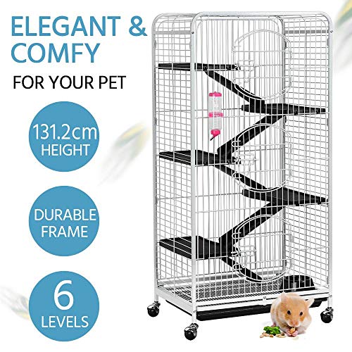 go2buy Metal 3 Doors Rats Rabbit Ferret Cage Playpen, 25.2Lx 16.9Wx 51.6H-inch White