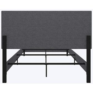 DHP Janford Upholstered Platform Bed with Modern Vertical Stitching on Rectangular Headboard, Full, Gray Linen