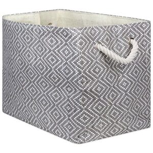 dii woven paper storage bin, diamond basketweave, gray/white, large