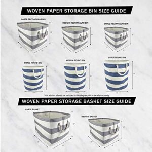 DII Woven Paper Storage Bin, Diamond Basketweave, Gray/White, Large