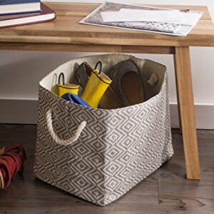 DII Woven Paper Storage Bin, Diamond Basketweave, Gray/White, Large