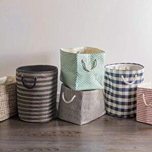 DII Woven Paper Storage Bin, Checkers, Aqua, Medium Rectangle