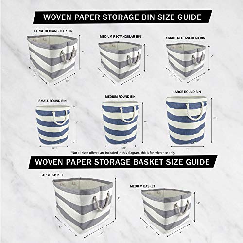 DII Woven Paper Storage Bin, Checkers, Aqua, Medium Rectangle
