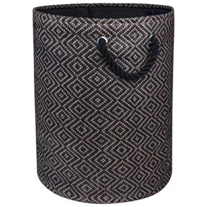 dii woven paper storage bin, diamond basketweave, stone/black, large