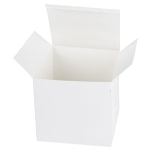 laribbons 20pcs recycled gift boxes - 6 x 6 x 6 inches white paper box kraft cardboard boxes with stickers cotton string, perfect for party, wedding, gift wrap