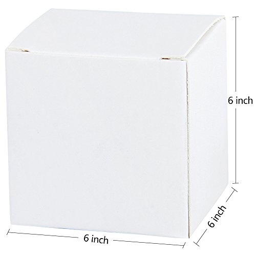 LaRibbons 20Pcs Recycled Gift Boxes - 6 x 6 x 6 inches White Paper Box Kraft Cardboard Boxes with Stickers Cotton String, Perfect for Party, Wedding, Gift Wrap