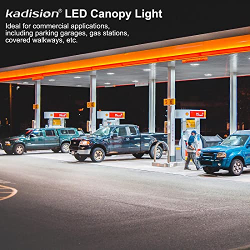 kadision 90W LED Canopy Light for Gas Station Light, 9900lm 0-10V Dimmable 5000K Cold White 100-277V IP65 Waterproof, 9.6"x9.6" Square Canopy Light Fixture, ETL Listed