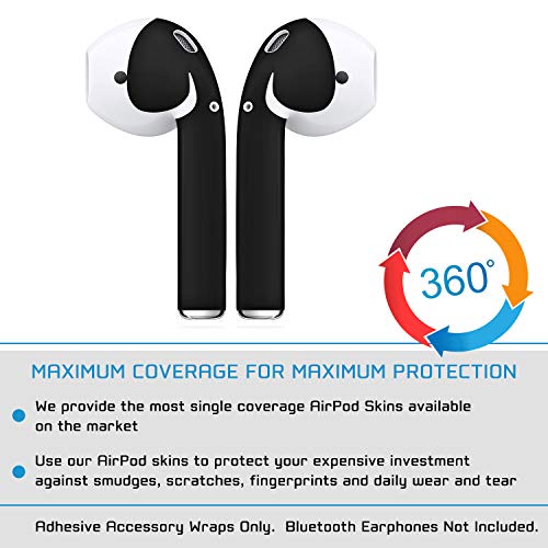 AirPod Skins Protective Wraps | Easy Install | Customize and Protect | Free Lifetime Replacements | Max Coverage | Compatible with Apple AirPods Accessories (Matte Black)