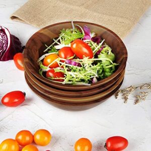 AIDEA Wooden Bowls, 7 Inch Acacia Wood Salad Bowl Set of 4 Wooden Serving Bowl for Salad, Soup, Noodle and More